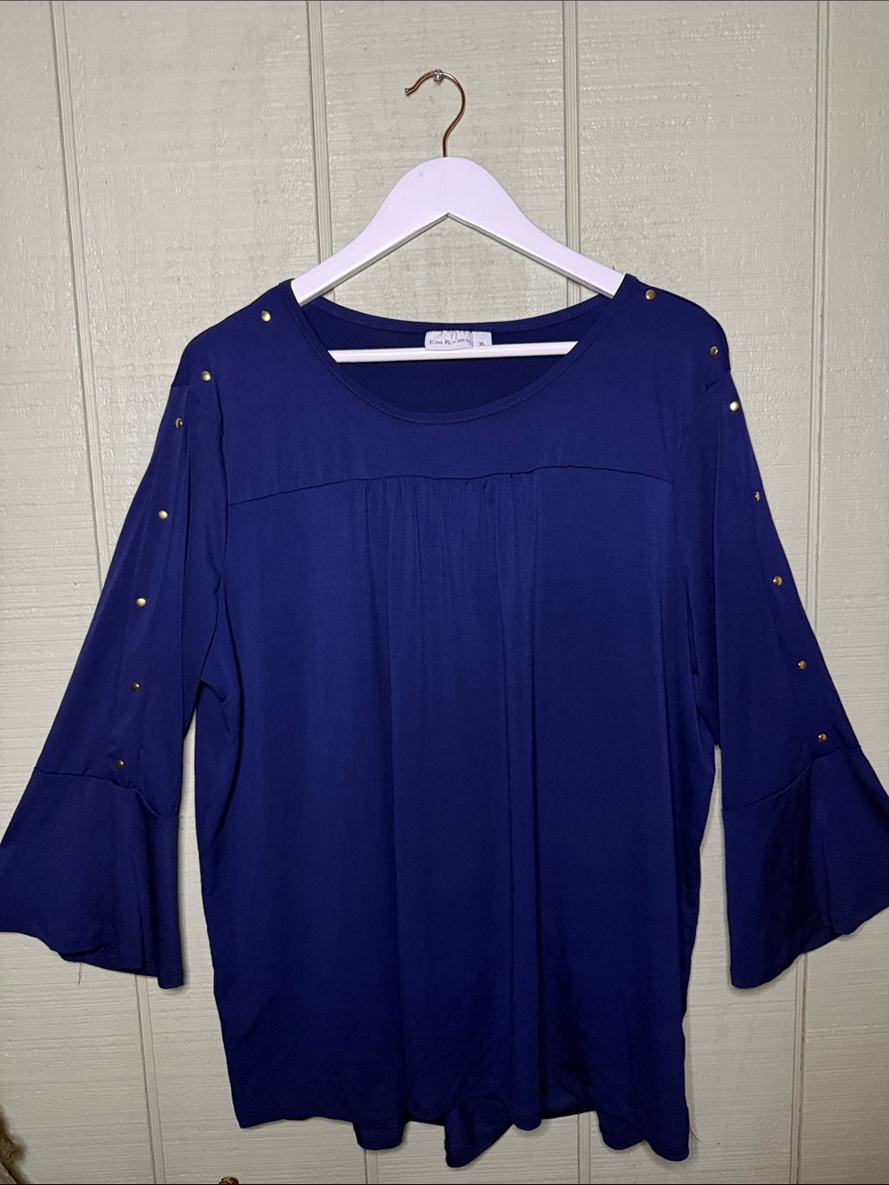 Kim Rogers Royal Blue Long Sleeve Top with Gold Studs